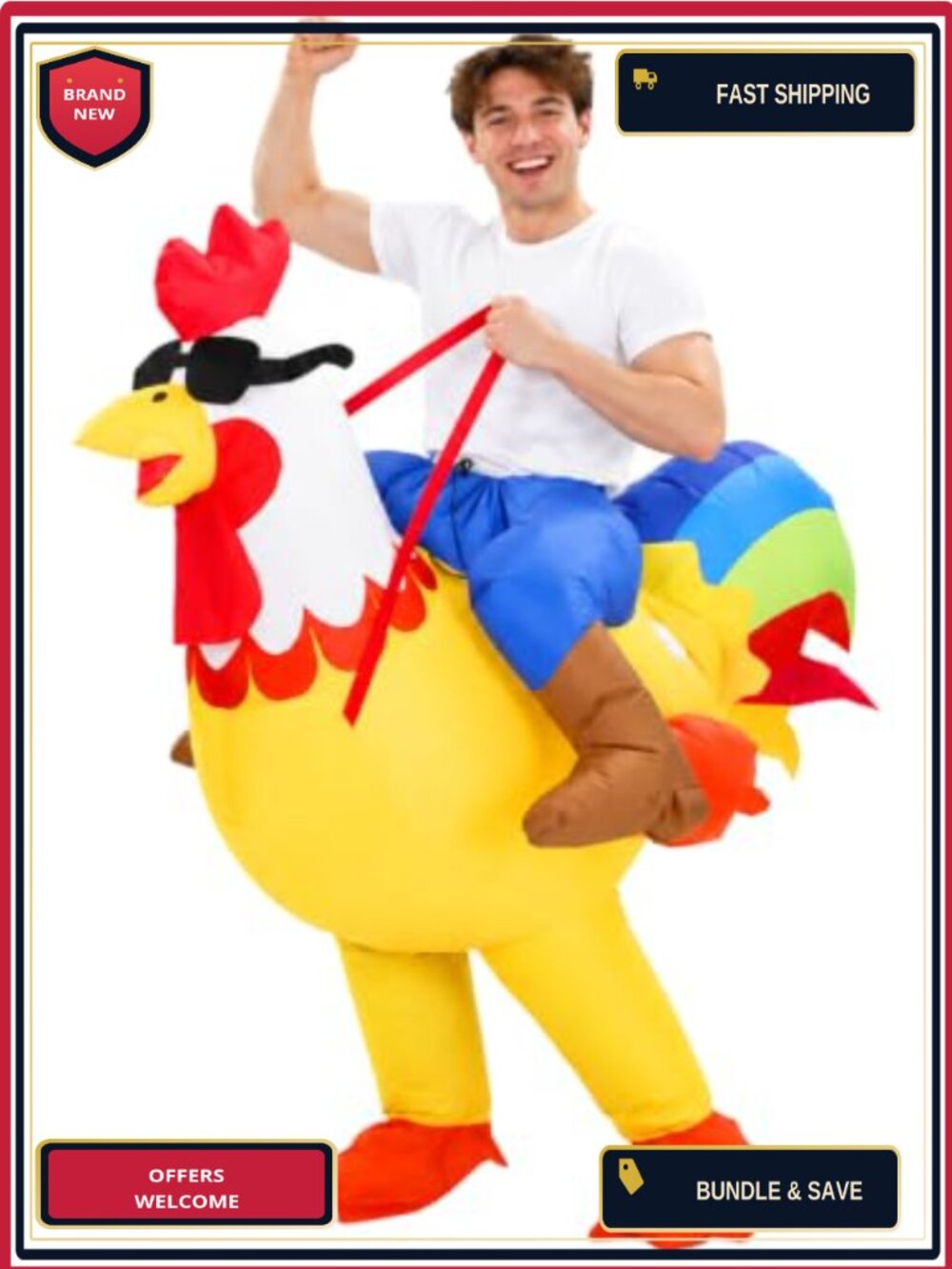 Inflatable Rooster Costume Adult Funny Blow-Up Suit Halloween